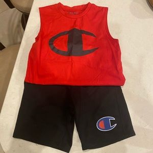 NWOT Champion boys sleeveless shirt set size M